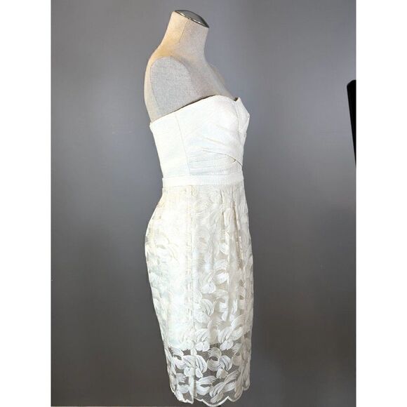 BCBGMazAzria NEW Adrianna Strapless Lace Dress in Ivory Size 8 - Picture 3 of 6